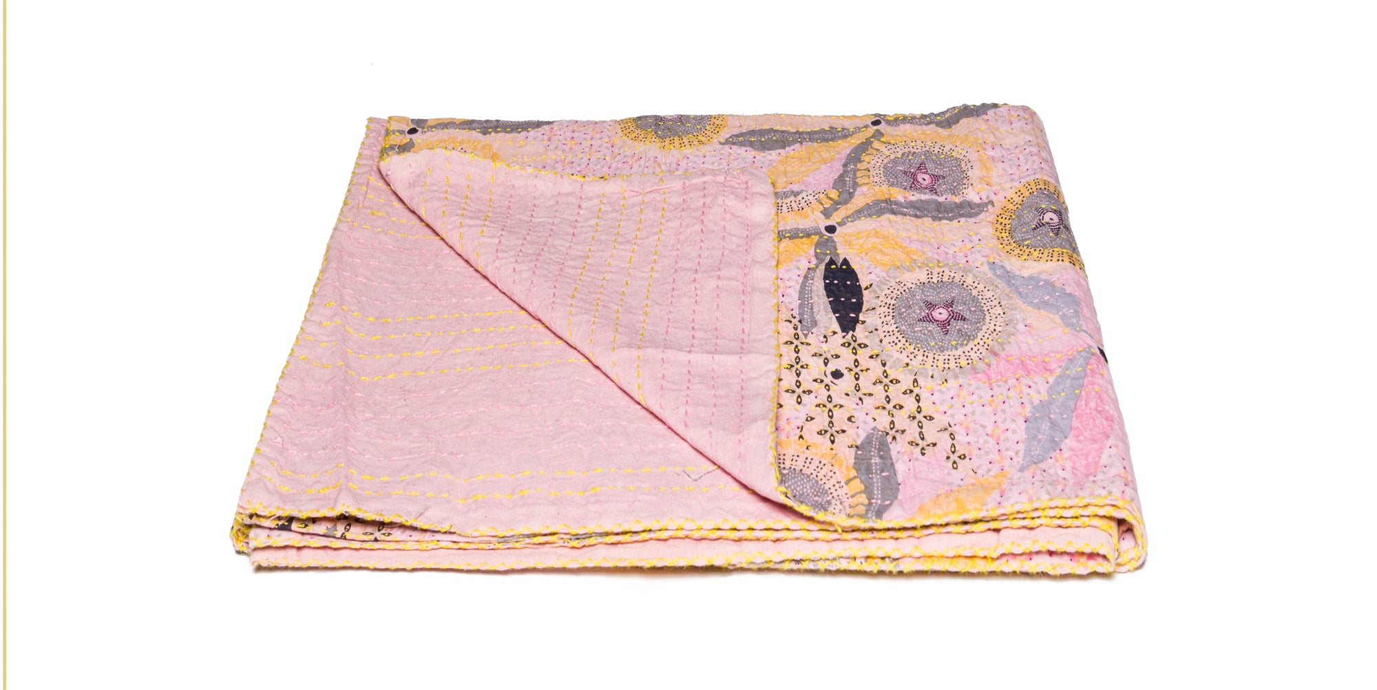 50" X 70" Multicolored Superb Kantha - Throw