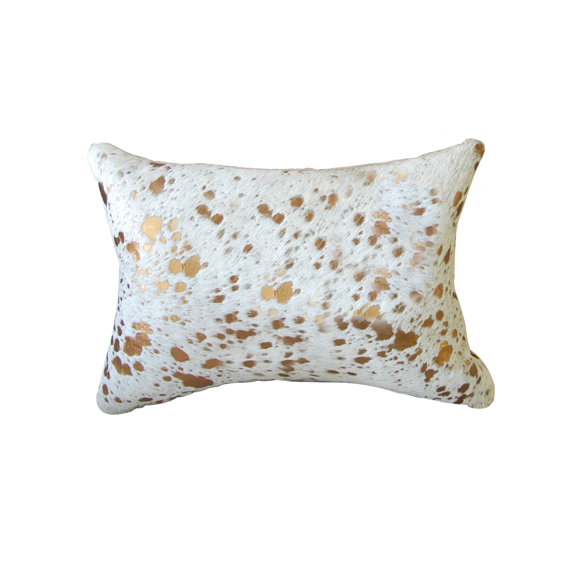 12" X 20" X 5" Impressive Natural And Gold Torino Kobe Cowhide Pillow
