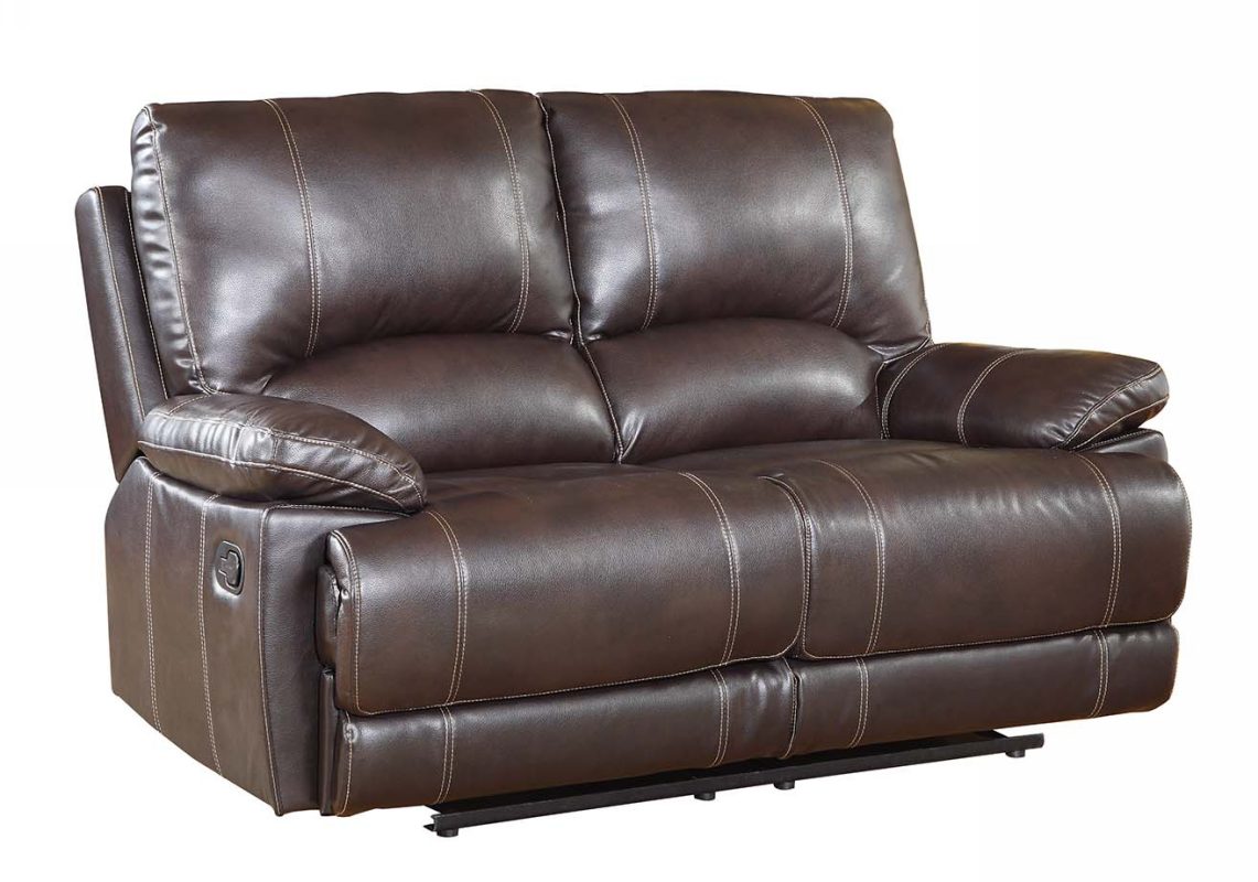 41" Stylish Brown Leather Loveseat