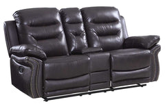 44" Comfortable Brown Leather Console Loveseat