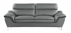 36" Contemporary Grey Leather Loveseat