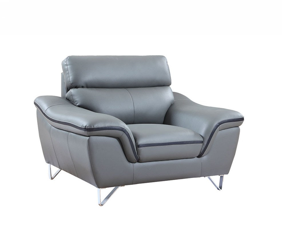 Leather Match Solid Color Pillow Top Arms Silver Legs
