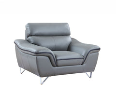 Leather Match Solid Color Pillow Top Arms Silver Legs