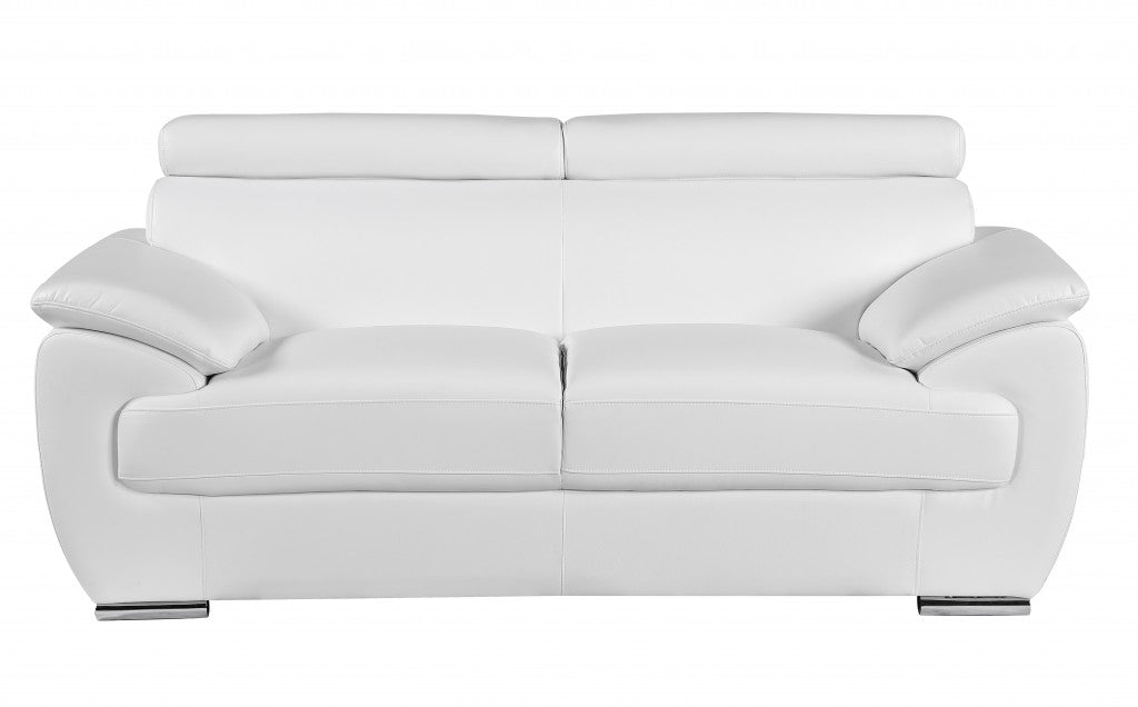 32" To 38" Captivating White Leather Loveseat