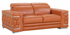 71" Sturdy Camel Leather Loveseat