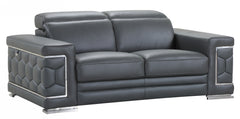 71" Sturdy Dark Gray Leather Loveseat