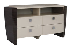 28" Refined Beige High Gloss Tv Entertainment Unit