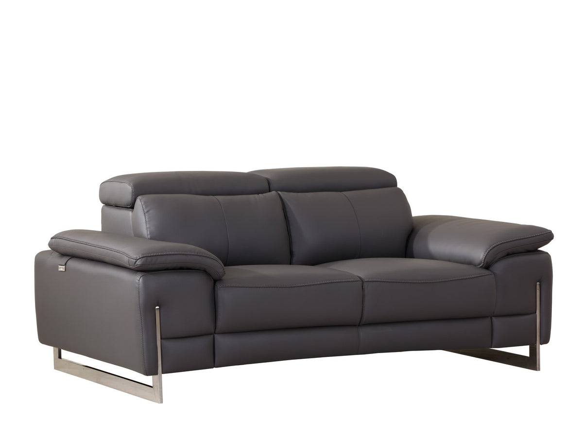 31" Tasteful Dark Grey Leather Loveseat