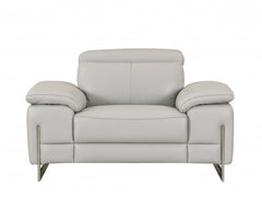 31" Light Grey Tasteful Leather Chair