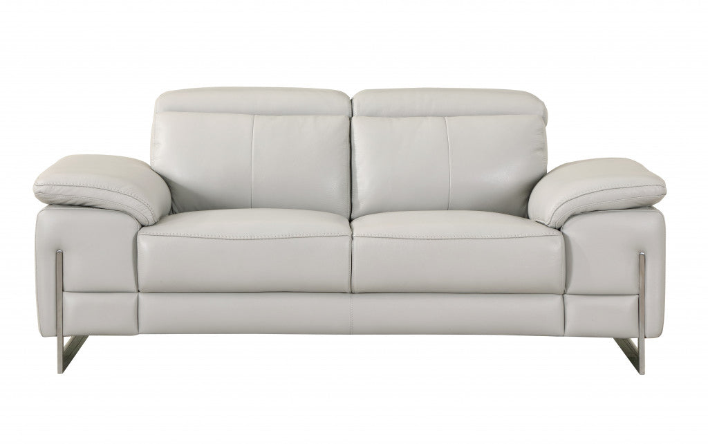 Tasteful Light Grey Genuine Italian Leather Loveseat