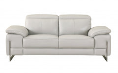 Tasteful Light Grey Genuine Italian Leather Loveseat