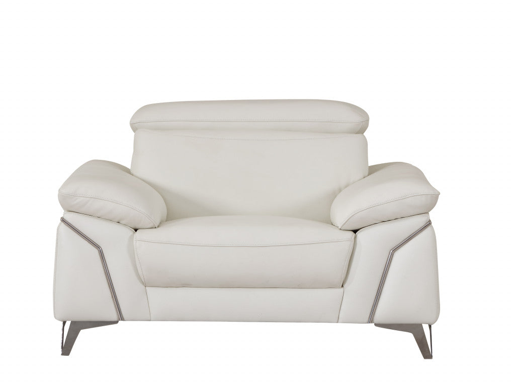 93" White Leather Sofa Set