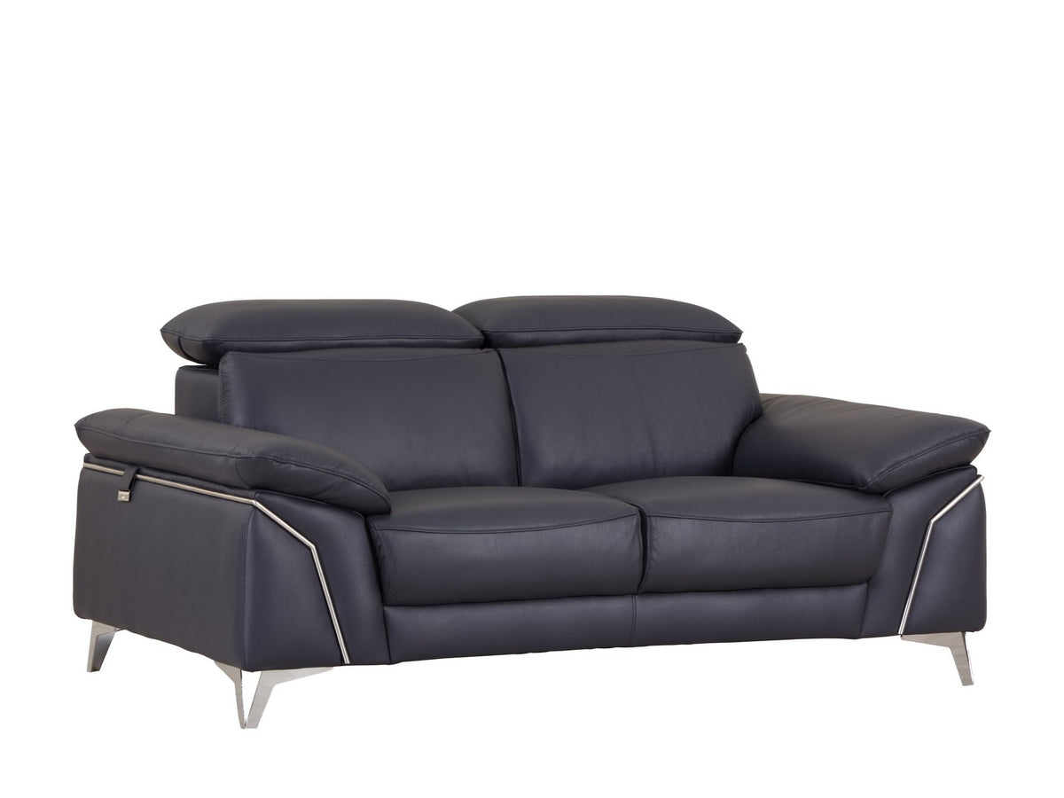 31" Navy Blue Genuine Italian Leather Loveseat