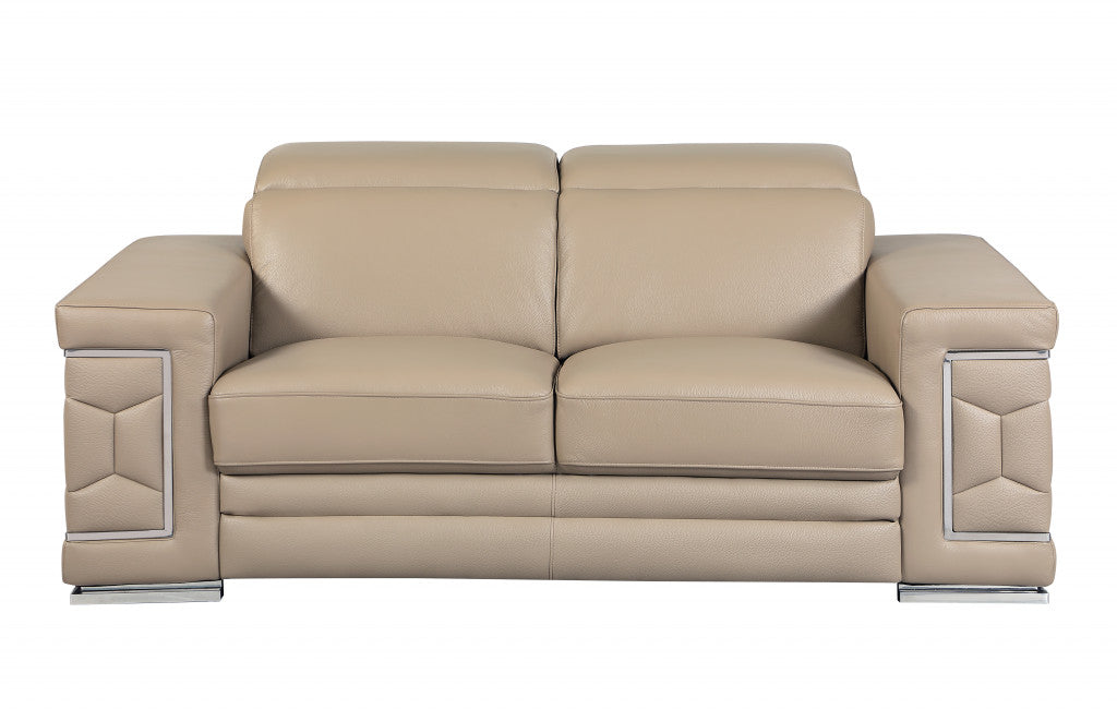 29To 38" Modern Beige Leather Loveseat