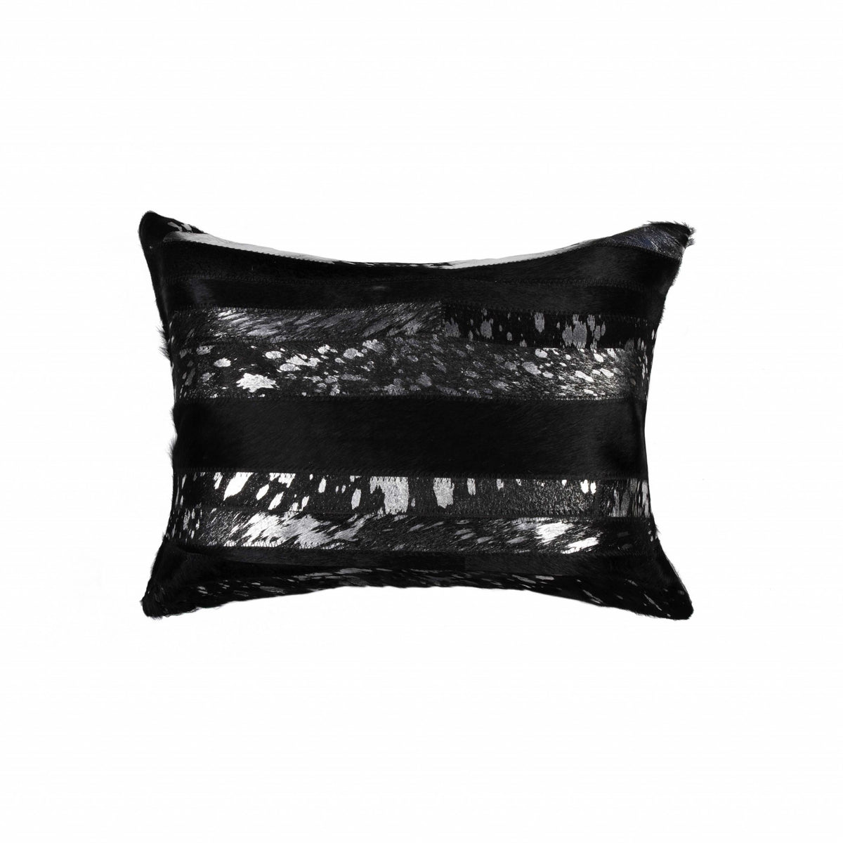 12" X 20" X 5" Black And Silver Pillow