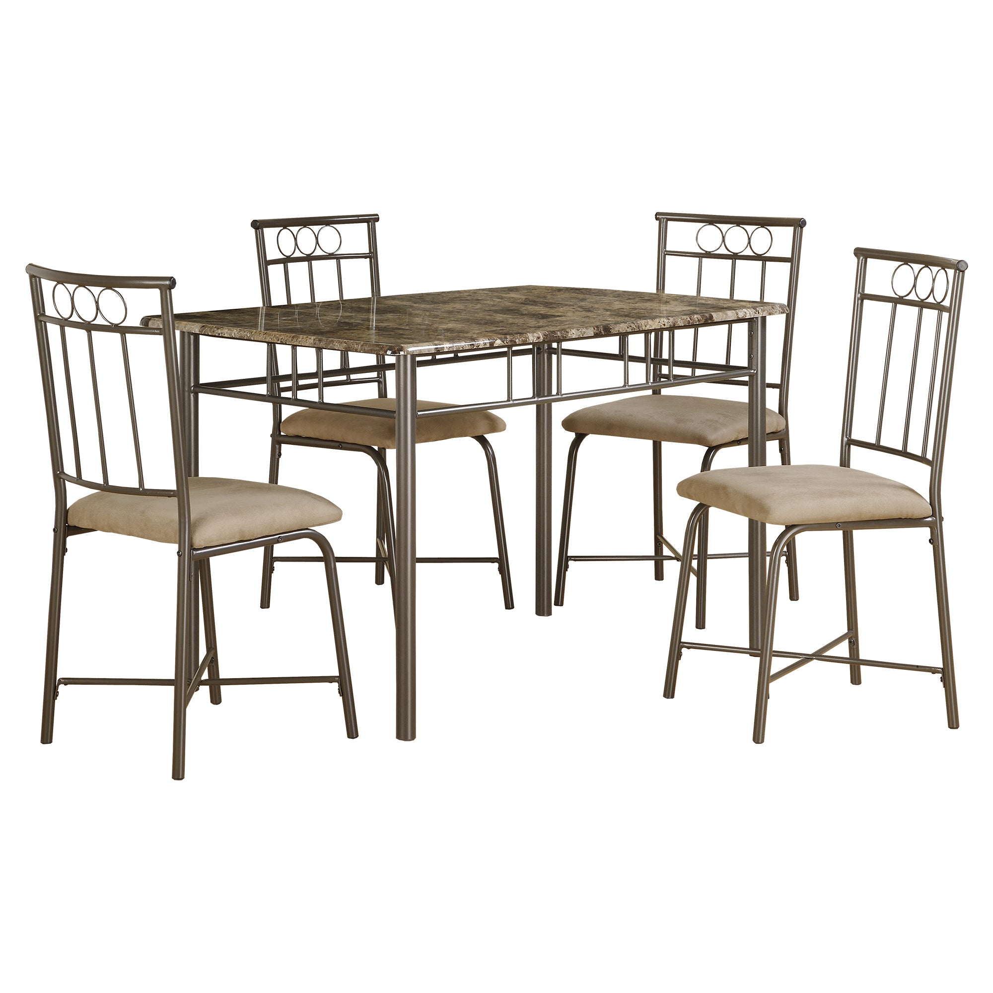 63.5" X 81" X 101" Cappuccino Microfiber Foam And Mdf 5Pcs Dining Set