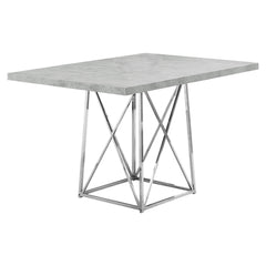 36" X 48" X 31" Grey Particle Board And Chrome Metal Dining Table