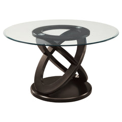 48" X 48" X 30.5" Espresso Clear Glass Solid Wood Tempered Glass Tempered Glass Dining Table