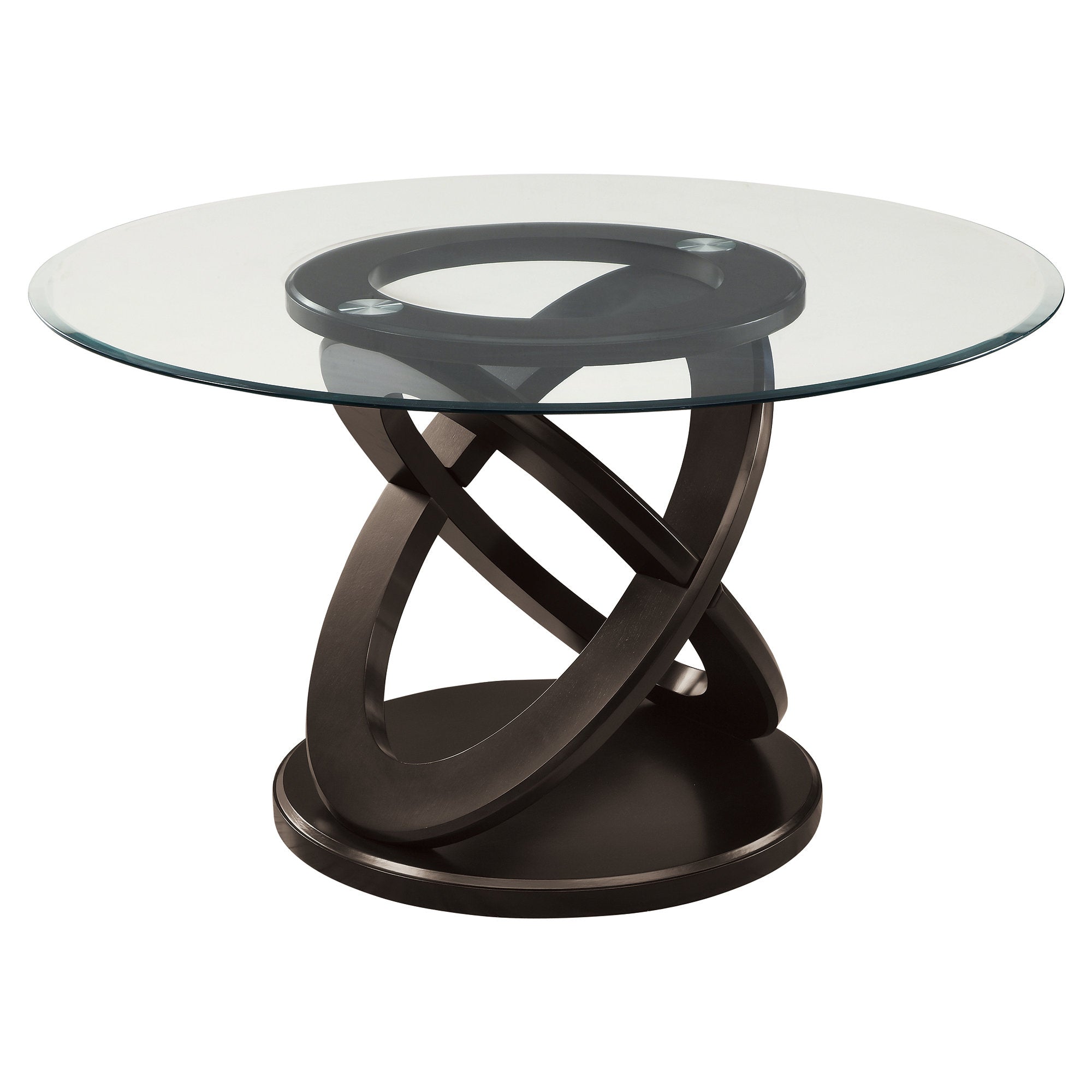 48" X 48" X 30.5" Espresso Clear Glass Solid Wood Tempered Glass Tempered Glass Dining Table