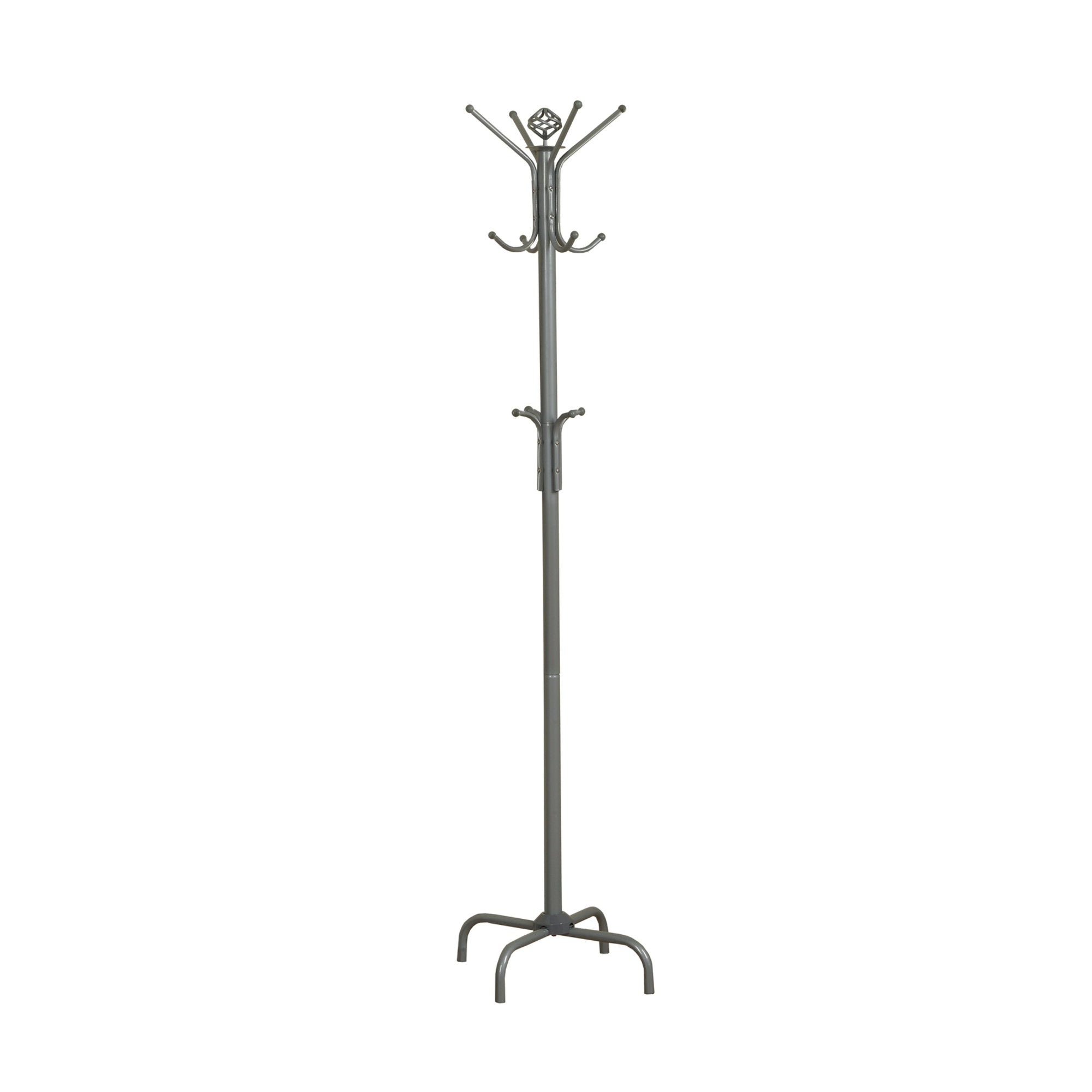 19" X 19" X 70" Silver Metal Coat Rack