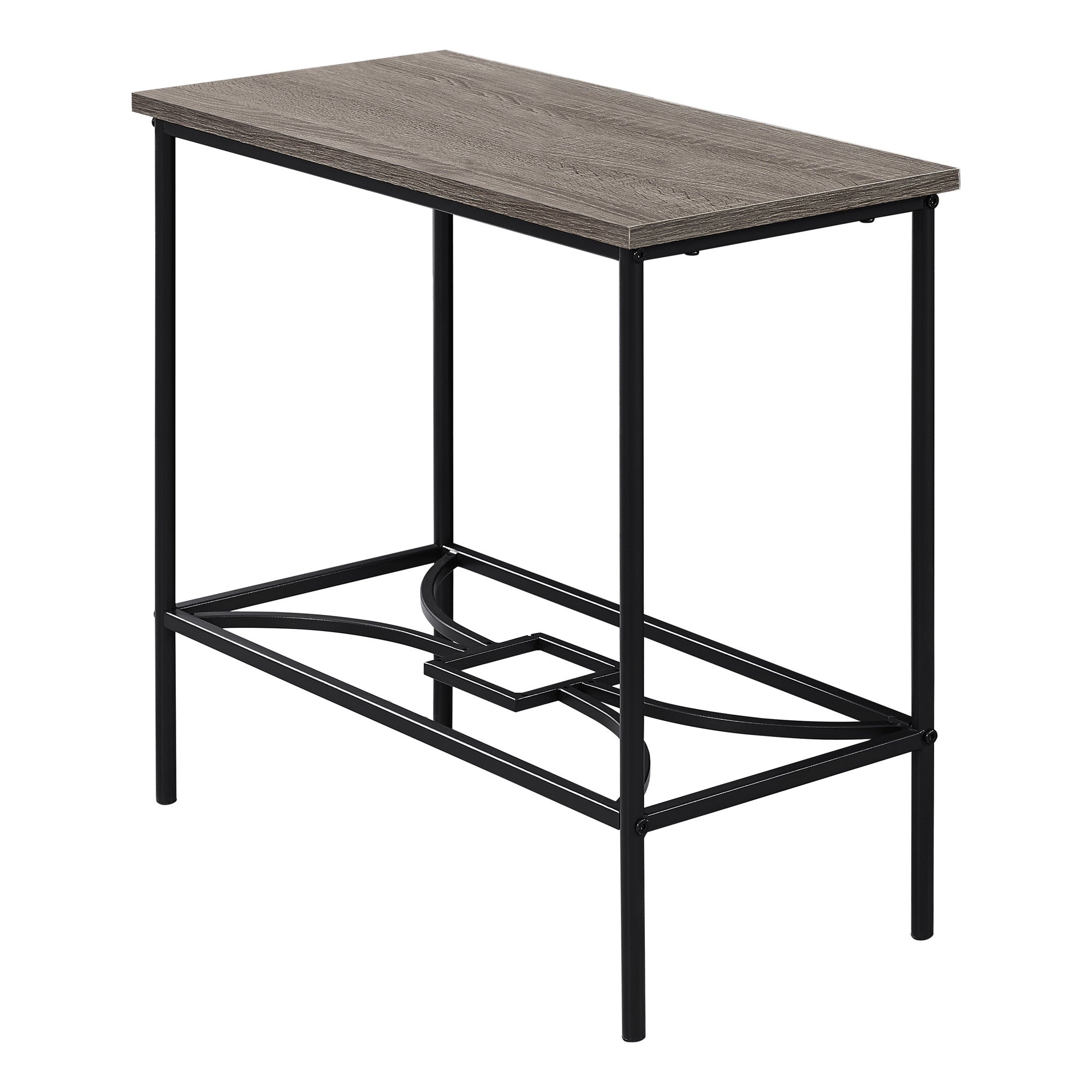 11.75" X 23.75" X 22" Dark Taupe Black Mdf Metal Accent Table