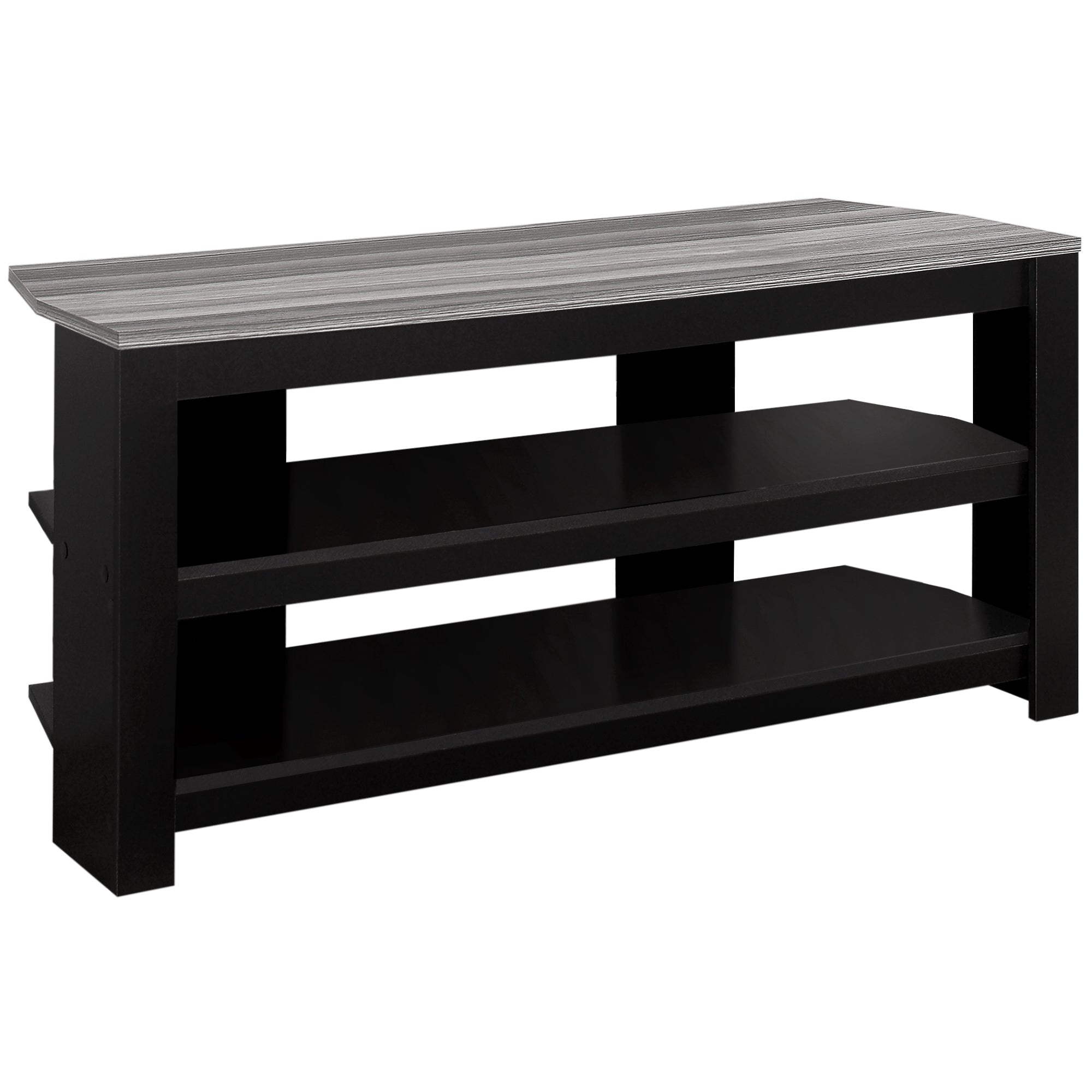 15.5" X 42" X 19.75" Black Grey Particle Board Laminate TV Stand