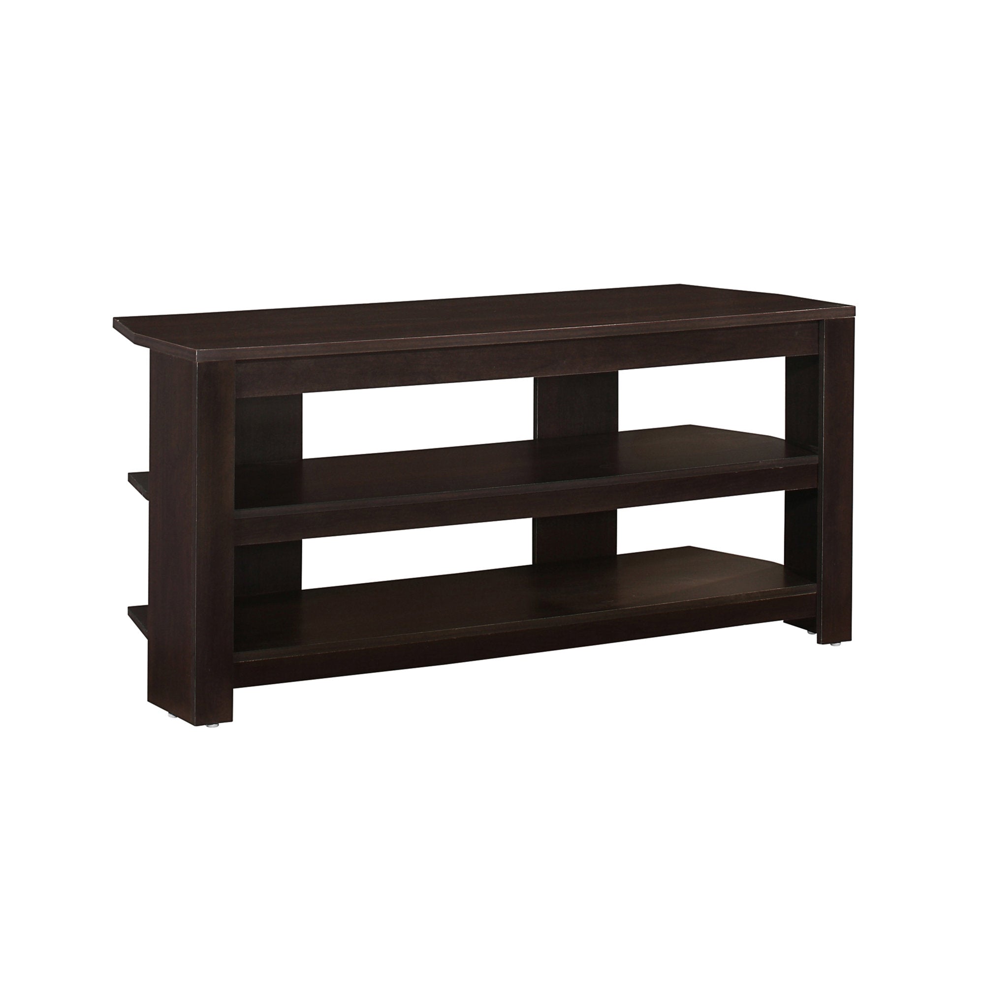 16" Dark Brown Particleboard Open Shelving TV Stand