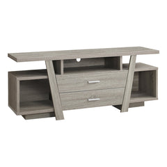 15.5" X 60" X 23.75" Dark Taupe Particle Board Hollow Core TV Stand With 2 Drawers