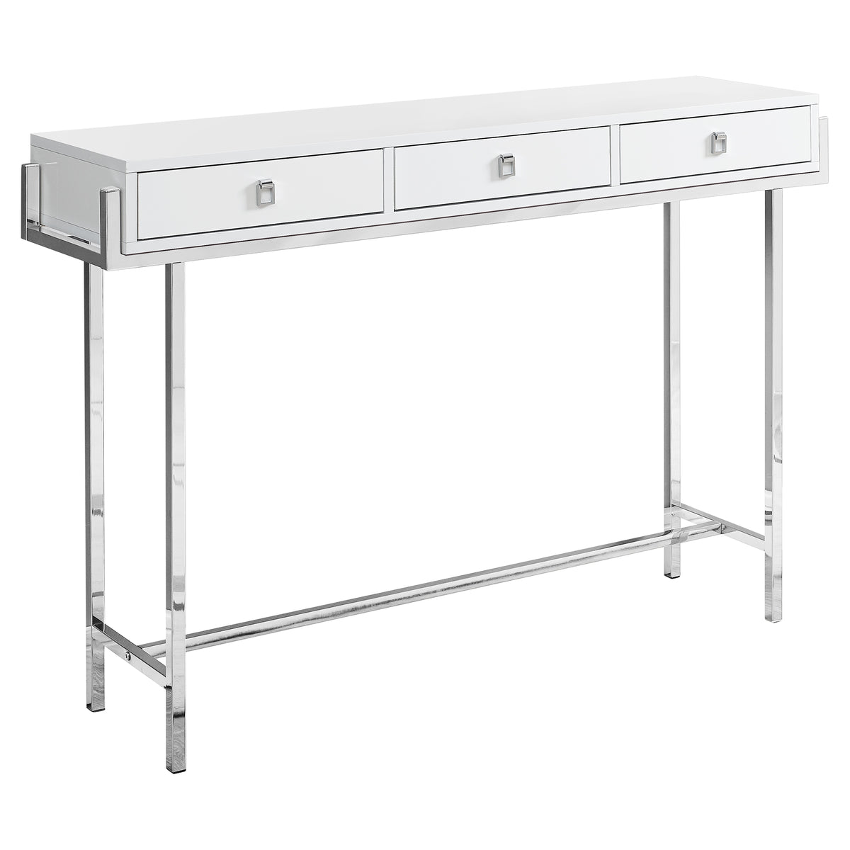 12" X 48" X 31.75" White Particle Board Metal Accent Table