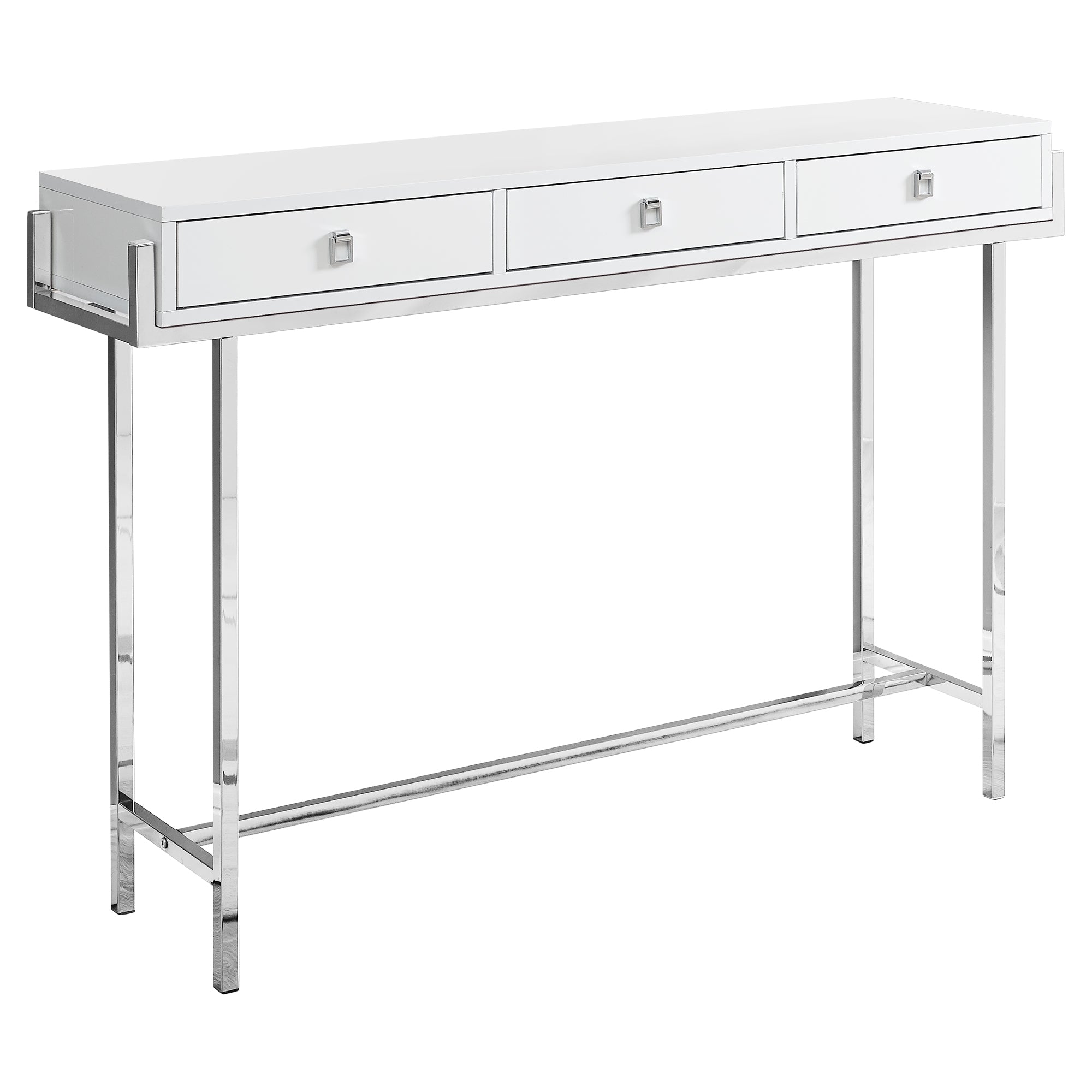 12" X 48" X 31.75" White Particle Board Metal Accent Table
