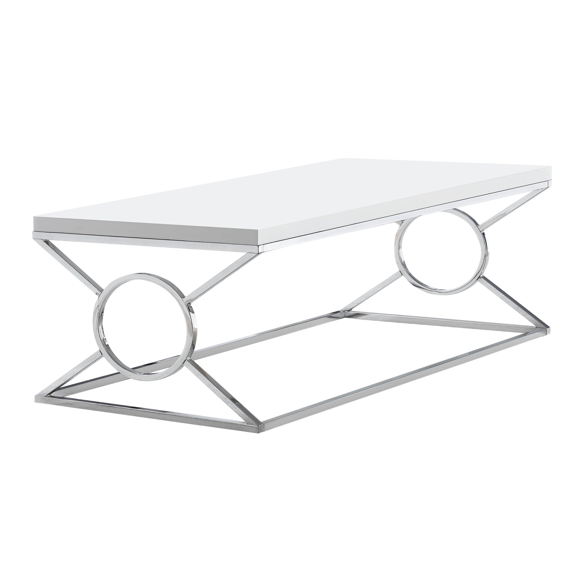 22" X 44" X 18.5" White Metal Coffee Table