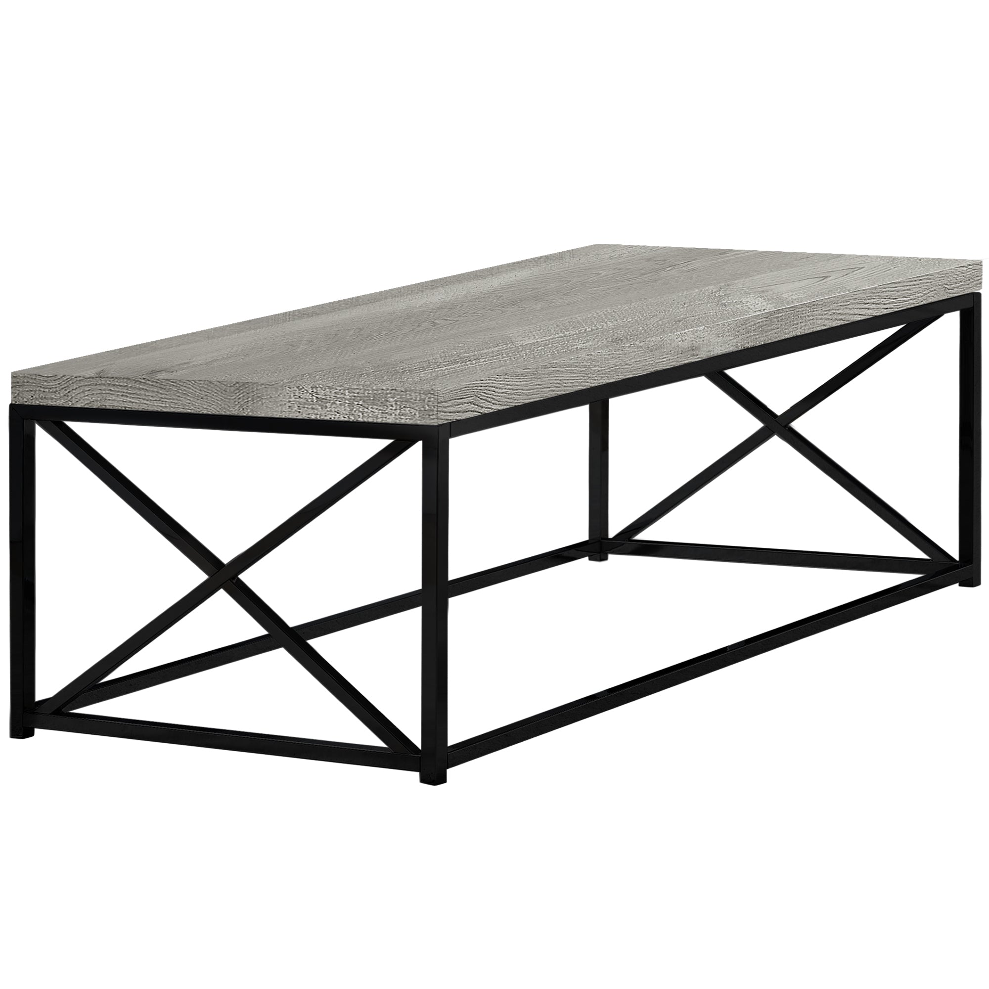 22" X 44" X 17" Grey Black Particle Board Metal Coffee Table