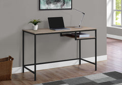 30" Dark Taupe Mdf And Black Metal Computer Desk