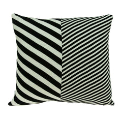 18" X 5" X 18" Transitional White &amp; Black Pillow Cover With Poly Insert