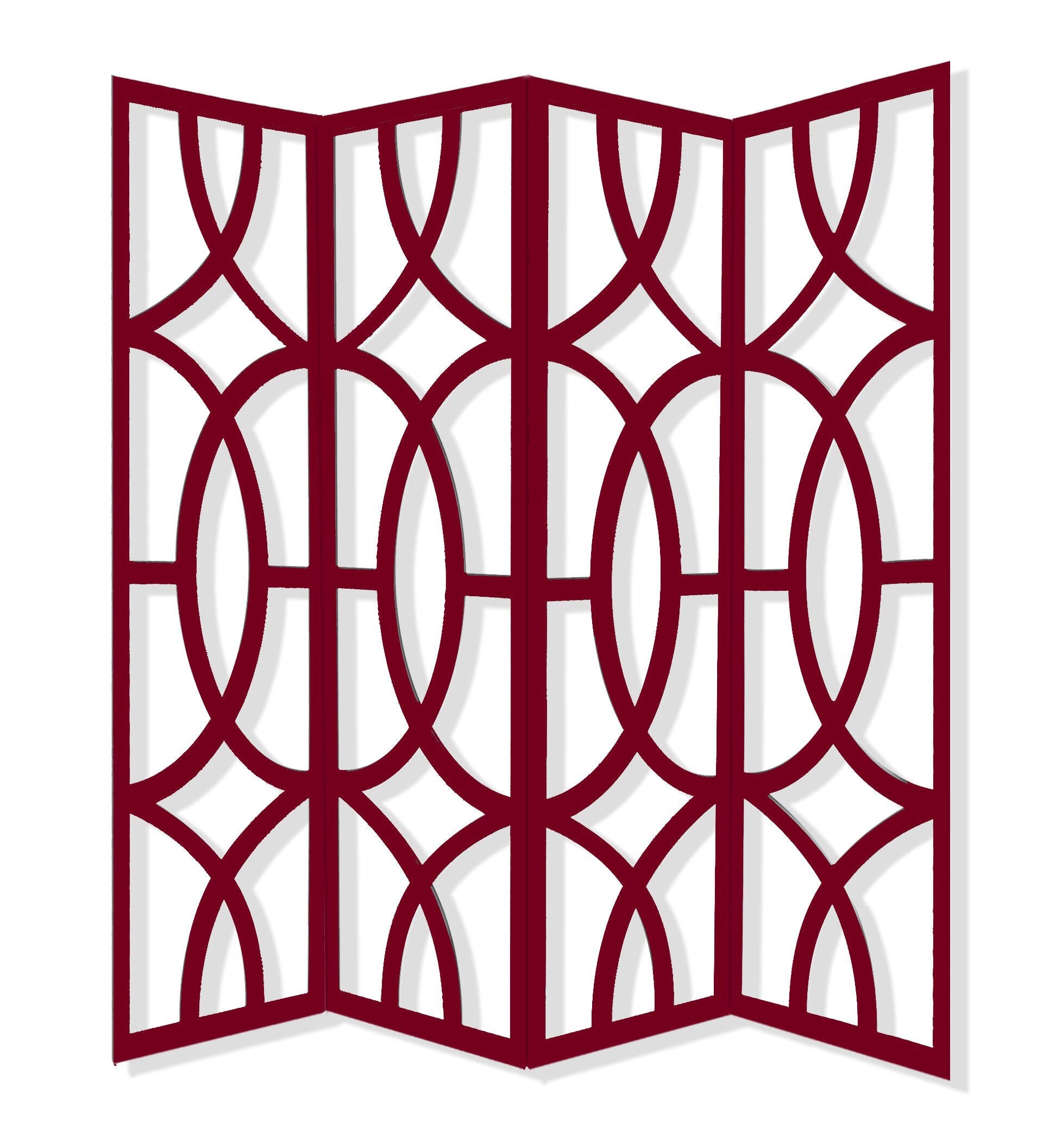 84 X 2 X 84 Red Wood 4 Panel Screen