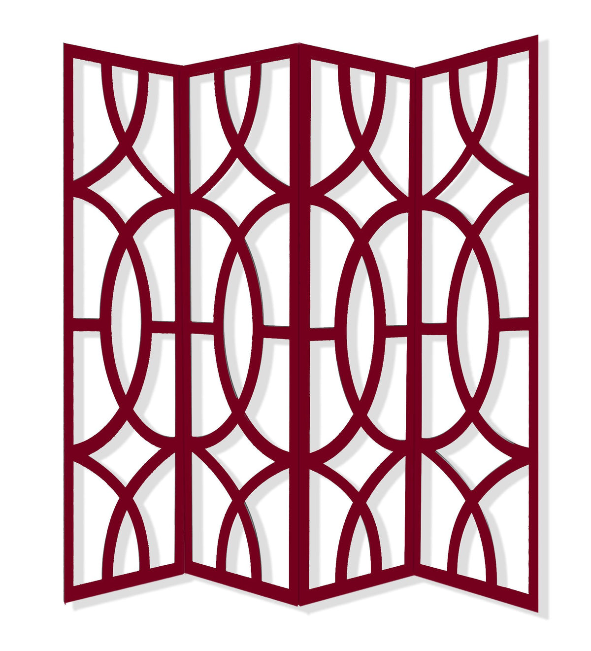 84 X 2 X 84 Red Wood 4 Panel Screen