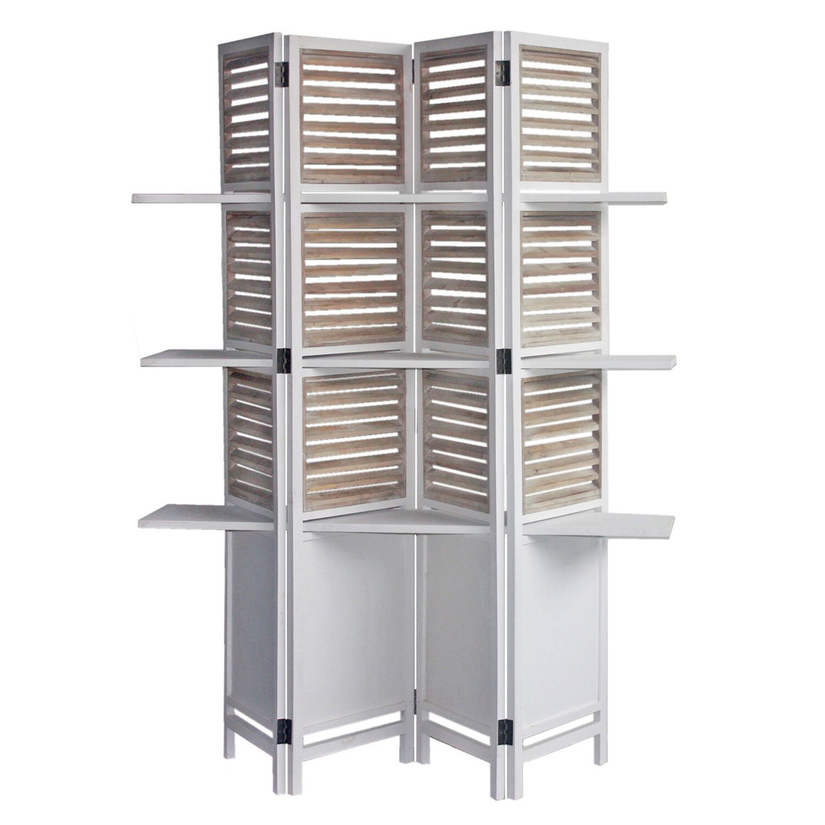 63 X 10 X 71 Traditional White Wood Shutter Screen