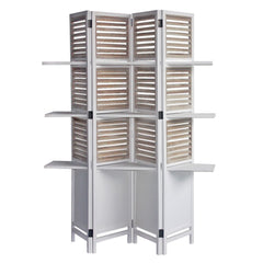 63 X 10 X 71 Traditional White Wood Shutter Screen