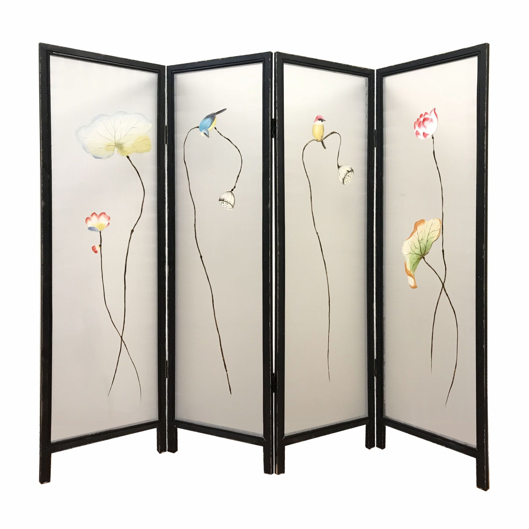 78 X 1 X 63 Multicolor Fabric And Wood Flourshing Screen