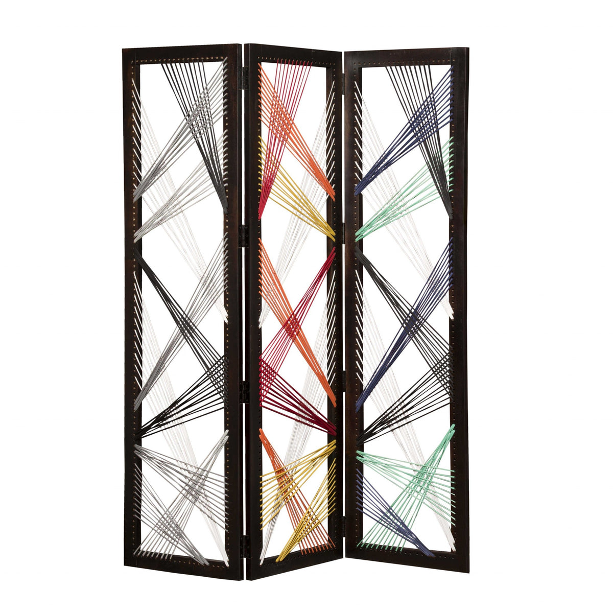 61 X 1.5 X 72 Multicolor Fabric And Wood Traverse Screen