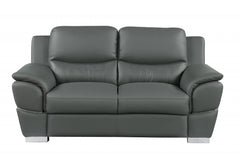 69'" X 34'" X 35'" Modern Gray Leather Sofa And Loveseat