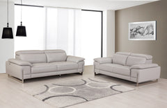 71'" X 42'" X 31'" Modern Light Gray Leather Sofa And Loveseat