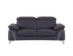 68'" X 41'" X 39'" Modern Navy Leather Sofa And Loveseat