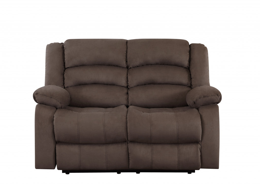 60'" X 35'" X 40'" Modern Brown Leather Sofa And Loveseat