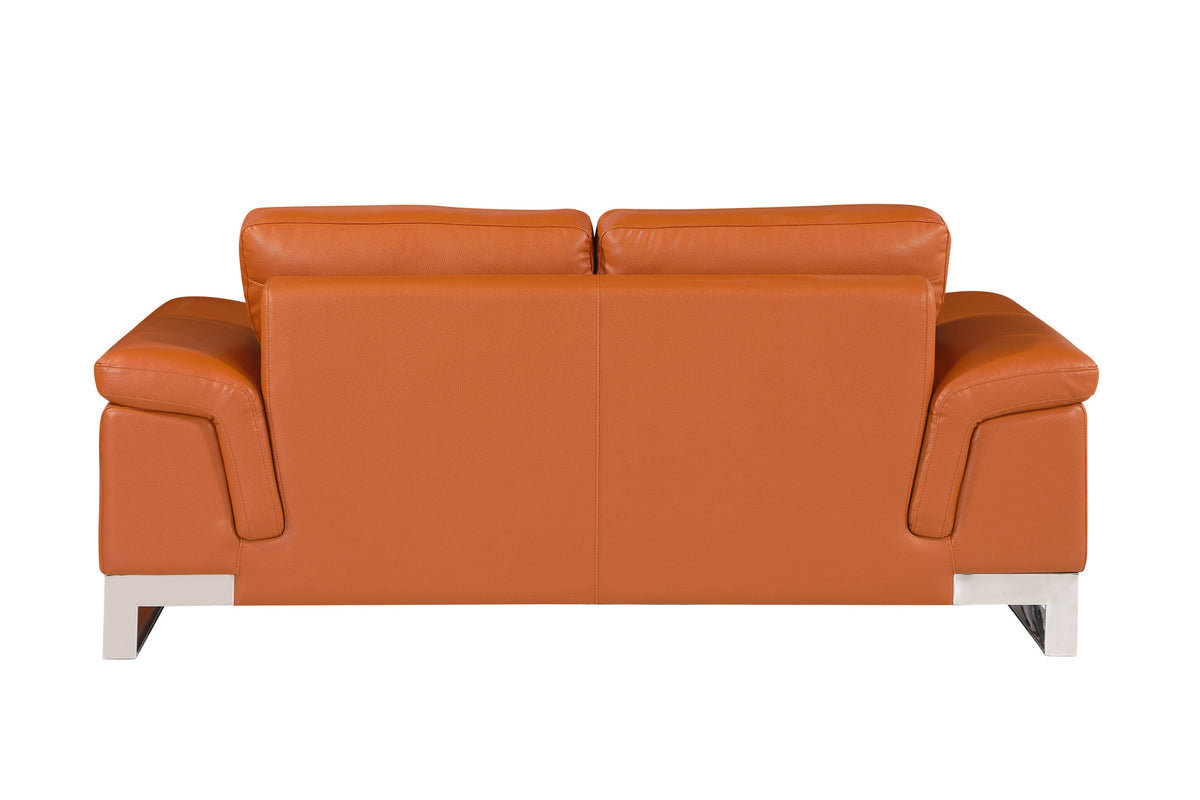 73'" X 39'" X 32'" Modern Camel Leather Sofa And Loveseat