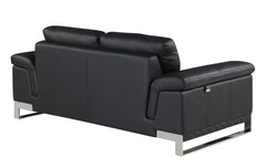 73'" X 39'" X 32'" Modern Black Leather Sofa And Loveseat