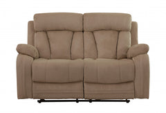 63'" X 38'" X 40'" Modern Beige Leather Sofa And Loveseat