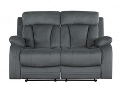 68'" X 38'" Modern Gray Leather Sofa And Loveseat