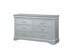 15" X 57" X 33" Platinum Wood Dresser