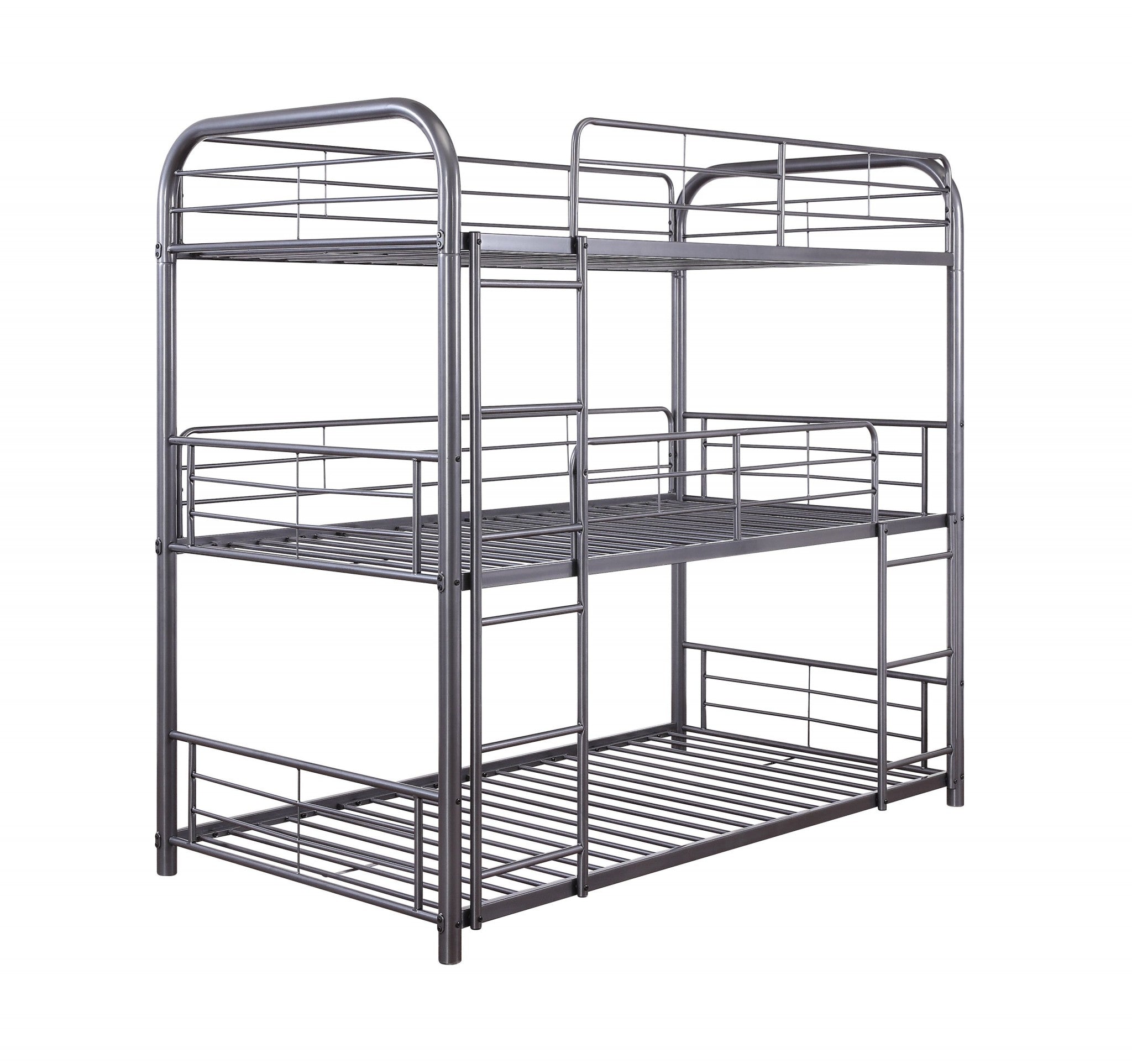 42" X 79" X 74" Gunmetal Metal Triple Bunk Bed - Twin